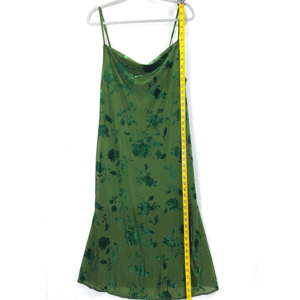 Floral Green Velvet Burnout Midi Strap Dress Women XL Whimsigoth Fairycore - Picture 4 of 12